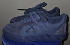 Off-White Blue Suede Low Top Sneakers Lace Up Logo Men's US 9 EU 42 picture