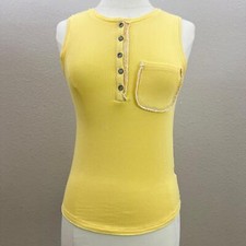 POL Yellow Ribbed Tank Top Size Small picture