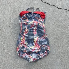 Vintage M 1950s Swimsuit Tiki Romper Playsuit Swim Hawaiian Tropical Kamehameha picture