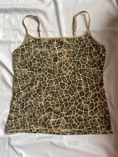 VTG Victoria's Secret Y2K Cotton Knit Giraffe Print Cami Tank w/ Shelf Bra Large picture