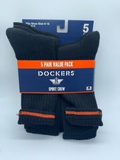 NEW 5 PAIR PACK DOCKERS SMART 360 FLEX MENS SPORT CREW SOCKS BLACK SIZE 6-12  picture
