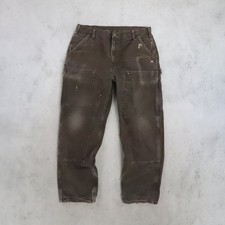 Vintage Carhartt Canvas Carpenter Double Knee Work Pants Size 36 X 32 Brown picture