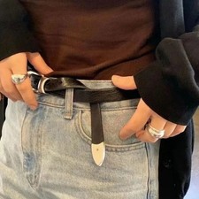 Belt Our Legacy Natural Texture Full-grain Leather Silver Buckle Belt Unisex picture
