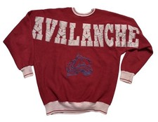 Vintage 90s NHL Colorado Avalanche Legends Spell out Burgundy Crewneck Size XL picture