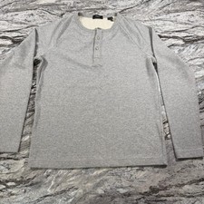 Theory Men's Heather Gray Long Sleeve Henley Shirt Size M picture