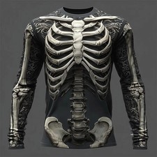 Mens Funny Skeleton Skull HALLOWEEN 3D Printed T-Shirt Cosplay Costume party picture