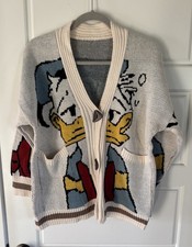 Donald Duck Knit Button Front V-Neck Cardigan Sweater Women’s XL LOVE DOCk picture