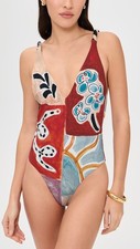 Alemais Michelle V Neck Patchwork Print One Piece Swimsuit Multi Women's S picture