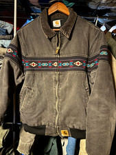 Vintage black carhartt aztec jacket size large amazing fade good condition picture