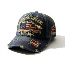 US 250th Anniversary Hat Denim Baseball Cap Patriotic 1776–2026 American picture