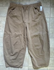 NWT Gap HR  Ultrasoft horseshoe Jeans Large L Mojave Khaki Pull-on Barrel Pant picture