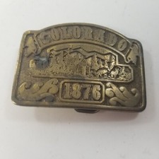 Vintage 1970's Colorado 1876 Brass Belt Buckle Adezy  picture