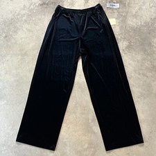 Patra Pants Womens 1X Black Velvet Pull On Elastic Waist Stretch Comfort picture