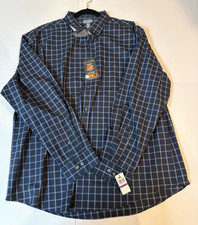 Van Heusen Men’s 2XL Classic Fit Plaid Shirt Blue Long Sleeve Button Up Casual picture