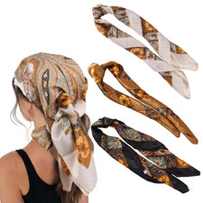 3Pcs Head Scarves for Women Satin Hair Scarf 35” Large Square Bandana Neck Scarf picture