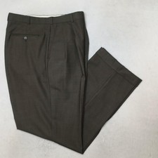Brooks Brothers Pants Men 36x32 Brown Houndstooth Pleated Tweed Dress Suit Slack picture