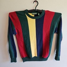 Vintage American Eagle Color Block Knitted Crewneck Striped Sweater Men's L 90s picture