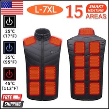 Men Electric Heated Vest 15 Heating Zones Dual Control Woman Outdoors Jacket US picture