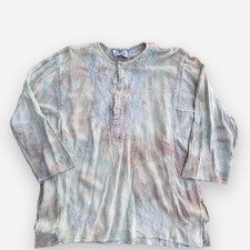 Vintage Bhags Fashions Cotton Gauze Tie Dye Henley Boho Hippie Shirt Free Size picture