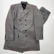 Carlo Cravalli 42L 36x34 Gray Nailhead Wool Blend Tweed Double Breasted 2Pc Suit picture