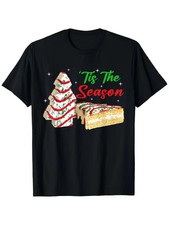 Funny ''Tis The Season'' Christmas Tree & Cake Graphic T-Shirt - Unisex Black picture
