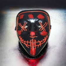 Halloween Clubbing Light Up LED Mask Costume Rave Cosplay Party Purge 3 Modes picture
