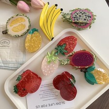 Fruit Shaped Hair Clip Acetate Big Leaf Lemon Green picture
