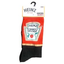 Heinz Tomato Ketchup Print Novelty Crew Socks - Men’s Size 6-12 Great Stocking picture