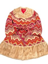 Vintage Betty Rose tapestry coat red Penny Lane small chevron 60s 70s picture