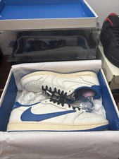 Jordan 1 Retro Low OG Sp Fragment X Travis Scott Sail Military Blue Size 10 picture