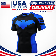 Nightwing Dick Grayson Compression Shirt – Half Sleeve Superhero Workout Top picture
