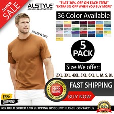 5 PACK OF American Apparel Adult Cotton Plain Short Sleeves T-Shirt - AL1301 picture