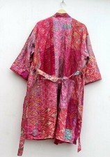 Silk patchwork handmade kantha jacket japanese kimono style kantha robe winter picture