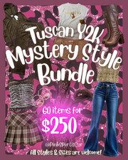 Huge Box Lot - 60 Pieces Tuscan Y2K Mystery Style Clothing Shoe Accessory Bundle picture