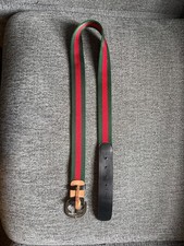 Authentic Gucci Web Green/Red Canvas Silver  Buckle Belt 100cm / 40 inch picture