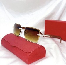 2026 Fashion Square Rimless Cut Lens Sunglasses Vintage Rhinestone Luxury Brown picture