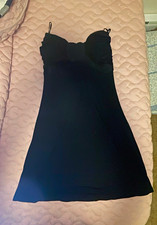 LE CHATEAU Black Solid Lace Accent Sweetheart Spaghetti Strap Mini Dress S/P picture