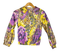 Vintage 70s Psychedelic Floral Dagger Collar Blouse | ILGWU Union Made Size S picture