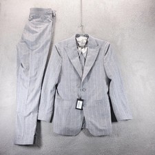 Suitreview Suit EU 44 29x30 Gray Wool Cashmere Pinstripe Carlo Barbera Italy picture
