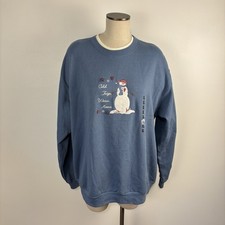 VTG 90s Womens XL Sweatshirt Snowmen Holiday Christmas Streetwear Sweater NWT picture