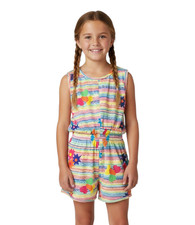 Nwt Vtg CLUB HOUSE ROMPER Rainbow Stripes w/Floral Elastic Waist Shorts 12/10/8 picture