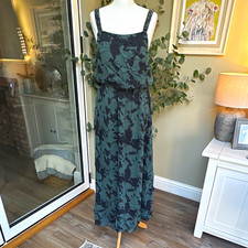 ZARA Women’s Green/Black Abstract Maxi Dress Strappy Neck size large picture