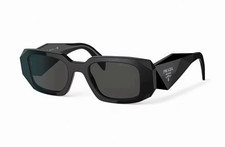 PRADA Milano  Geometric Sunglasses Black Plastic Frame Gray Tinted picture