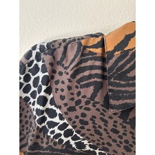 Vintage Robert Stock Limited 100% Silk Animal Print Button Down Shirt Large picture