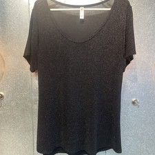 Lularoe High Low Size XL Black With Sparkling Short Sleeve Blouse picture