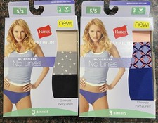 2pk-Hanes Microfiber No Lines Bikinis Size5/S Beige,black,grey 2x3=6pc picture