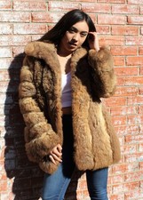 Vintage 1960s Fuzzy Fur Coat Shades Of Brown Small Women Joe Brand picture