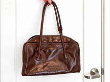 Marge Sherwood Soft Boston Bag Mocha Brown Crinkle Leather Shoulder Handbag picture