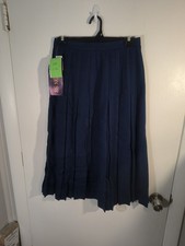 NWT VTG 80s Beacon St Wool Pleated Midi Skirt 10 Petite Navy Academic Preppy picture