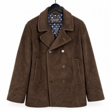 Mackintosh Scotland 100% Wool Pea Coat Brown Double Breasted Jacket M Luxury picture